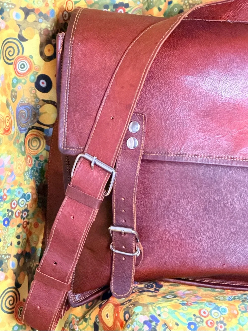 Carbon2Cobalt Men's Tan Leather Messenger Bag